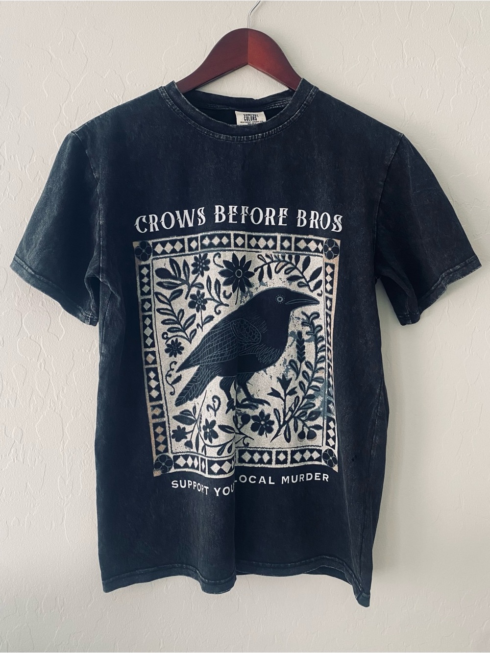 Crows Before Bros T-Shirt Small S Comfort Colors Goth Witchy Graphic Tee Black